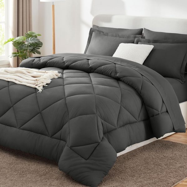 Deep Charcoal Quilted Comforter Set
