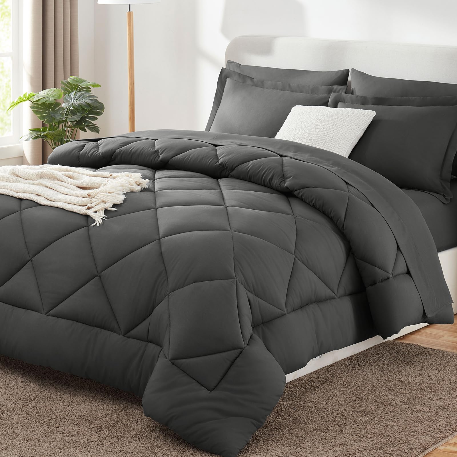 Version 1.0.0 Deep Charcoal Quilted Comforter Set - Image 1